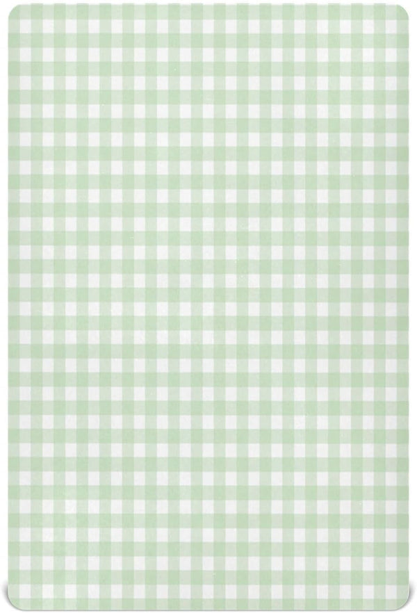 Green Gingham Checkered Crib Sheets - Fitted Baby Crib Sheets Soft and Breathable for Boys and Girls, 52 X 28 Inches