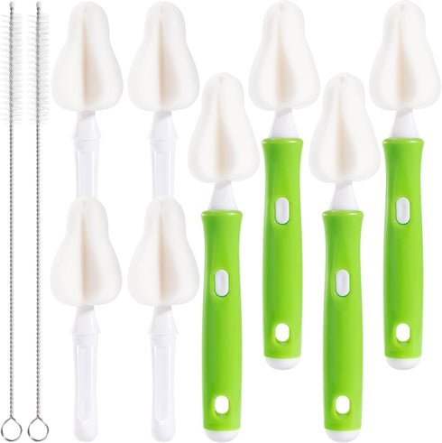 Gindasilva 10 Pcs Sponge Bottle Nipple Brushes,4 Sponge Nipple Brushes for Baby Bottles,
