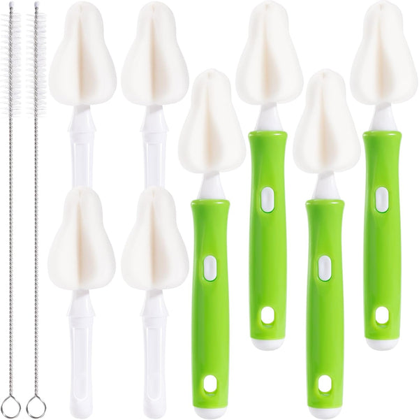 Gindasilva 10 Pcs Sponge Bottle Nipple Brushes,4 Sponge Nipple Brushes for Baby Bottles,