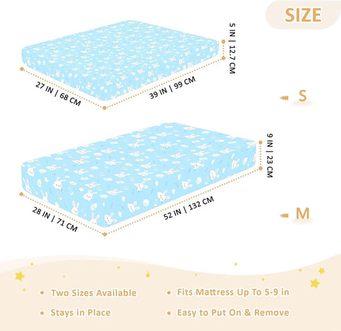 Soft Jersey Knit Crib Sheets with Cute Bunny Easter Egg Design - Size M