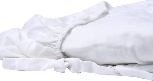 100% 28x52 9" Linteum Cotton Jersey Knit Fitted Crib Sheet Fits Standard Mattress Up to Deep (White)