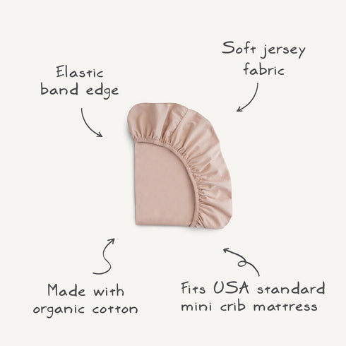 24" 38" mushie Stretchy & Soft Mini Crib Sheet | Fitted x (Natural)