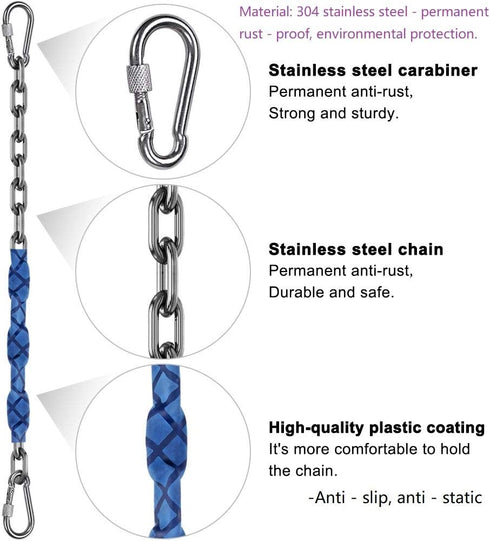 ZGCY 2 Heavy Duty Stainless Steel Swing Chains (84"), Playground Hardware with 4 Quick Connection Buckles, 1000 lb