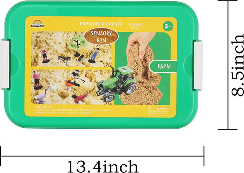 Farm Sensory Bin - Sensory Toys with Play Sand for Toddlers, Gift Sand Box for Kids Age 3-8