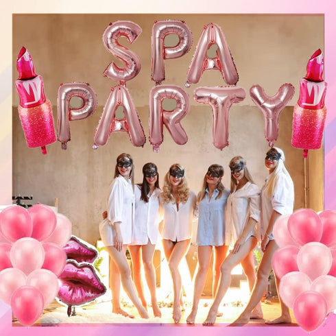 32 Pcs Spa Party Decorations Balloons, Spa Theme Birthday Party Supplies for Girls Makeup Party (Pink)