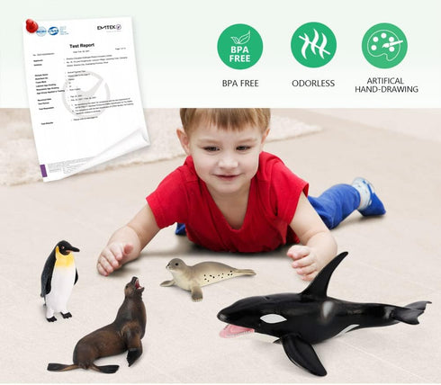 Volnau Sea Creature Toys Figures 8PCS Antarctica Ocean Animals for Toddlers, Christmas Decoration Gift