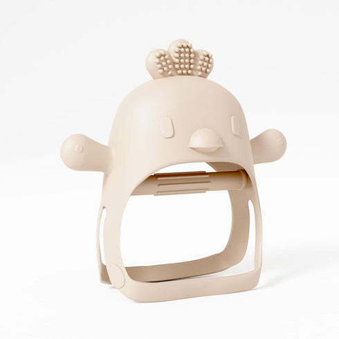 Beige Pacifier Teether Toy, Never Drop Baby Teether Wrist Wearable, Little Chick Newborn Toys by Muqee Peeko