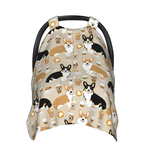 Norchzi 39x27.5 Inches Corgi Gifts for Corgi Lovers Baby Car Seat Canopy Cover Multi Use Nursing Cover for Newborn