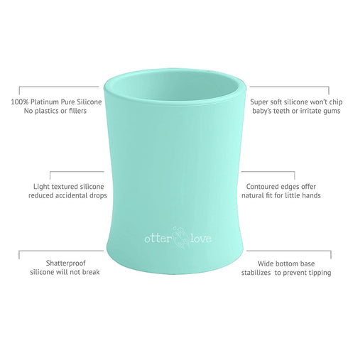 otterlove Silicone Baby & Toddler Training Cup | Pediatric OT Approved 100% Platinum Pure Silicone (Mint)