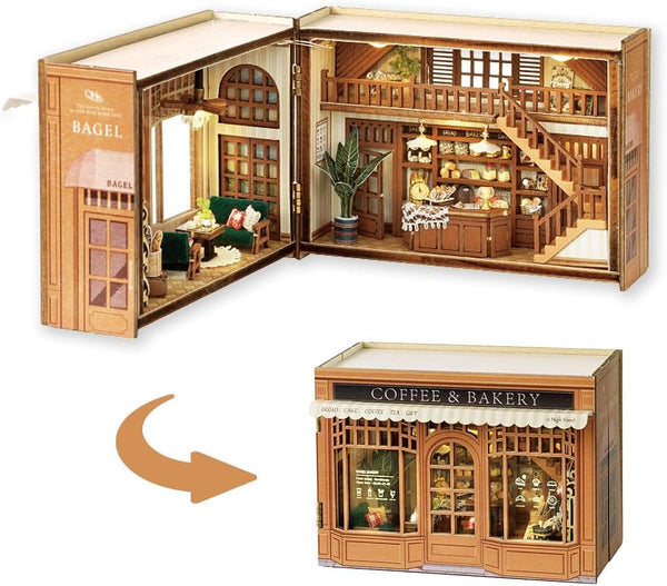TuKIIE DIY Miniature Dollhouse Kit with Furniture, 1:32 Scale Opened & Closed