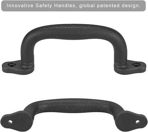 Dolibest Set of 4 Safety Playground Handles - Swing Set Kids Safety Hand Grips for Climbing Frame & Play House (Black)
