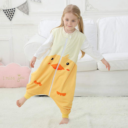 MICHLEY Toddler Sleeping Sack with Feet, Newborn Infant Sleeveless Sleeping Bag for Walkers (Duck, 3-5T)