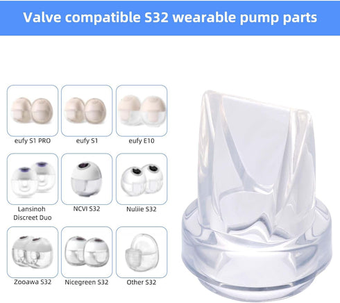lasuroa 8pcs E10/S1/S1 MomMed S21/S32 Duckbill Valves, Soft Silicone Breast Pump Replacement Compatible with Eufy Pro