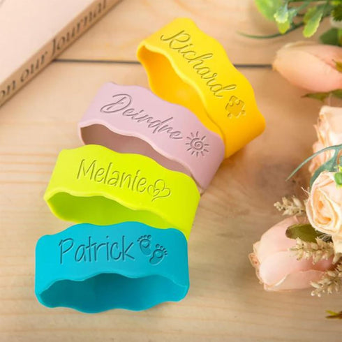 Personalized Baby Bottle Labels for Daycare, Silicone Water Bottle Bands Name Labels for Daycare, Kids Drink Bands