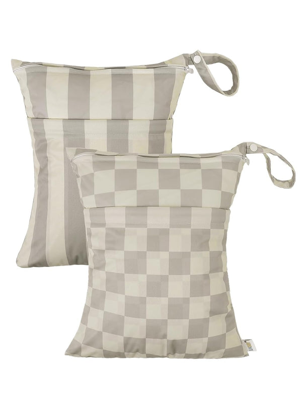 ALVA 2pcs Cloth Diaper Wet Dry Bags Waterproof Reusable with Two Zippered