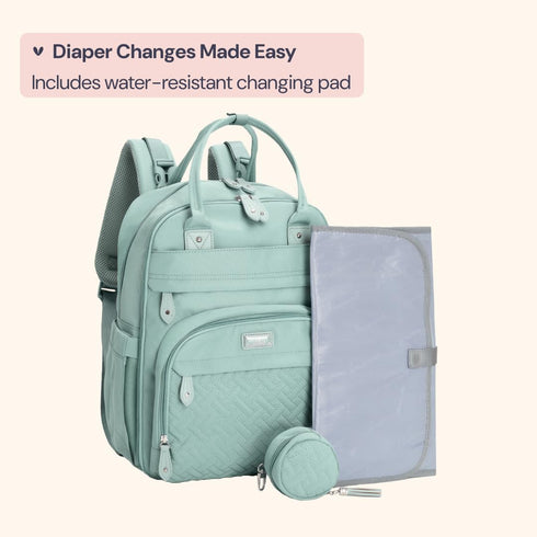 Backpack BabbleRoo Diaper Bag - Baby Essentials Travel Bag - Multi Function Water Resistant Diaper Bag, Travel