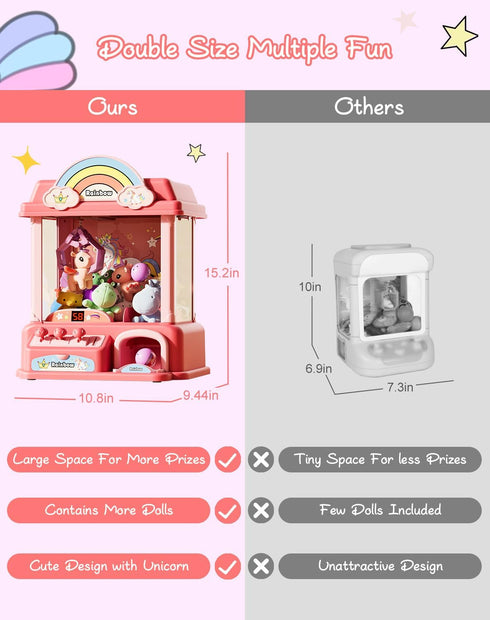 Claw Machine for Kids and Adults with Mini Prizes, Toys for Ages 8-13 Girls, Candy Machine Birthday Gifts for 6-12