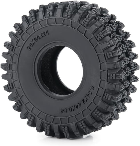 4PCS RC Soft Rubber 1.0 Tires 64MM with Foam Insert 1.0" Wheel Tires for 1/18 TRX4M 1/24 SCX24 Upgrades RC Crawler Car