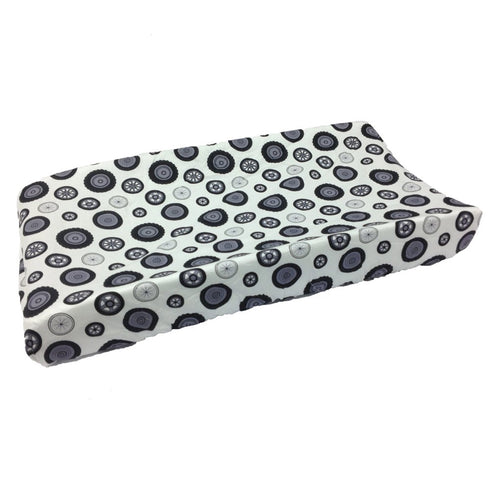 One Grace Place Teyo's Tires Changing Pad Cover, Black/White