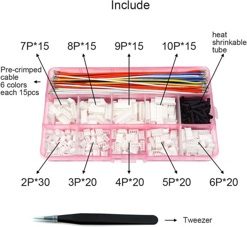 PH 2.0 Connector Pre-Crimped Cable Kit, Compatible with JST-PH 2.0mm for Battery and Arduino Projects