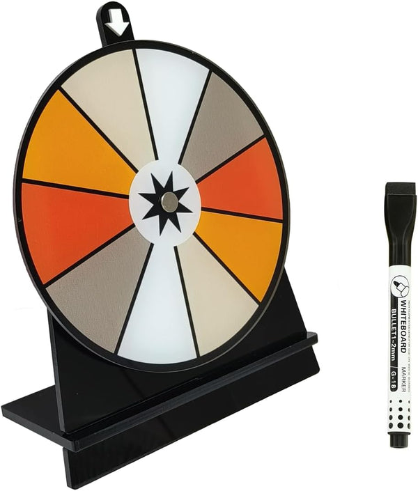 6 Inch Prize Wheel - Spinning Wheel for Prizes, 10 Slots Color Tabletop Roulette Spinner, Portable