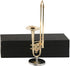 Dselvgvu Copper Miniature Trombone with Stand and Case, Mini Musical Instrument for Dollhouse Decoration