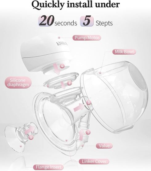 KISSBOBO MOM 3 9 2PCS) Smart Double Sides Wearable Breast Pump, Electric Bilateral Breast Pump, Modes Levels