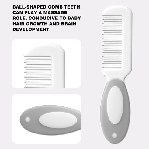 5 Baby Grooming Kit with Storage Pouch Baby Brush Soft Bristles pcs-Infant Brush, Rounded Comb, Safety Scissors, Nail