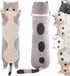 Soft Cat Plush Pillow - Long Stuffed Animals Sleeping Pillow, Cute Long Body Pillow Gift for Kids (43.5inch, Grey)