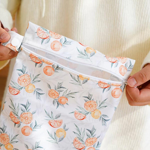 2 Set 2 Sizes Wet Bags, Waterproof Storage Bag for Baby Diapers and Pump Parts, Reusable Diaper Bag with Zippered