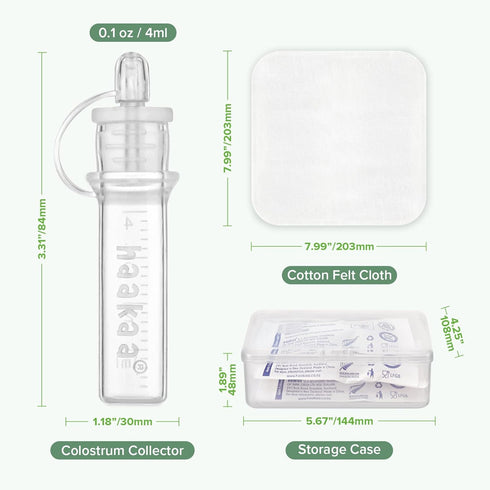 4ml/6pcs haakaa Colostrum Collector Kit Breast Milk Collector with Cotton Cloth Wipe and Storage Case, Ready-to-Use