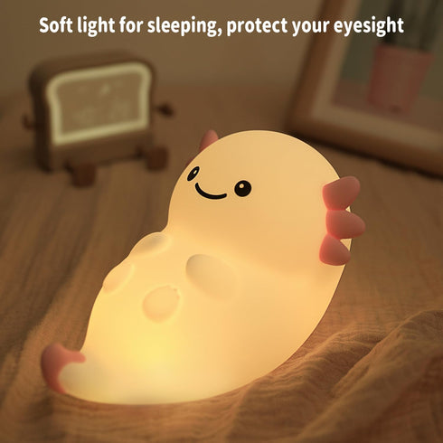 Myratts Dimmable Cute Axolotl Night Light, Nursery Lamps, Super Squishy Silicone Timer USB Rechargeable Touch Control