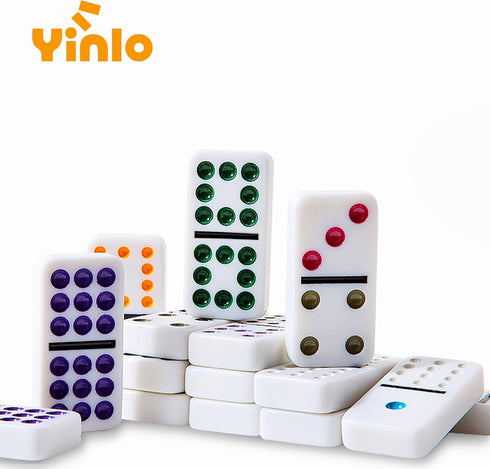 Set 91 Double12 Set Yinlo Mexican Train Dominoes with Sound Effects, Mexican Train Dominoes Game for Travel, Tiles