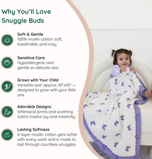 6-Layer Organic Cotton Baby Blanket | Soft & Breathable Swaddle & Receiving Blanket | Lightweight Quilt for Newborns