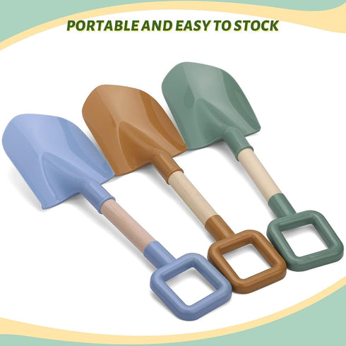 LNCOJOLM 4-12, Wood Handle Beach Shovel Snow Toy for Kids Digging, Sand Spade Sandbox Toy for Kids Safe Plastic Garden