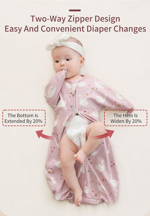 2-Way 0-3 insular Baby Transitional Swaddle with Zipper Newborn Sleep Sack Arms Up Infant Sleeping Bag Wearable