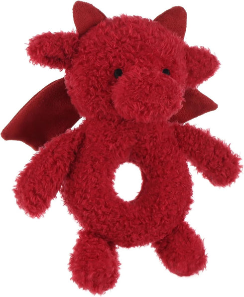 Apricot Lamb Baby Lovey, Red Dragon Soft Rattle Toy, Plush Stuffed Animal for Newborns, Soft Hand Grip Shaker (5.9