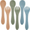 6 Pieces Silicone Baby Feeding Forks and Spoons Set - Self Feeding Supplies for Over 6 Months Babies (Nature Color)