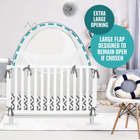 KinderSense - Premium Baby Safety Crib Tent - Toddler Crib Topper to Keep Baby from Climbing Out - See Through Mesh