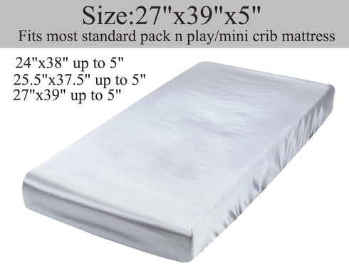 Tcmyyund Pack Set 2 Pack Satin n Play Sheet Ultra Soft Silk Fitted Mini Crib Sheets Playard Sheet Protect for Baby Hair