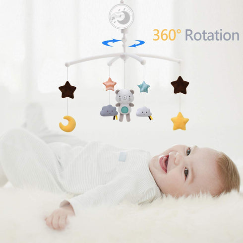 TuiVeSafu Baby Musical Crib Mobile with Hanging Rotating Toys,Infant Bed Decoration for Newborn Boys and Girls