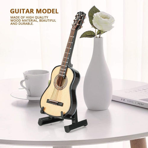 Miniature Guitar Model Decor - Mini Wooden Guitar Display, Musical Ornaments for Dollhouse Accessories