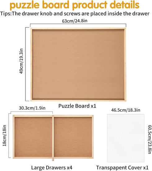 FAMILON 500 14" 28" 4 Puzzle Board with Drawers Piece, Small Puzzle Board x Jigsaw Puzzle Table with Cover Mat