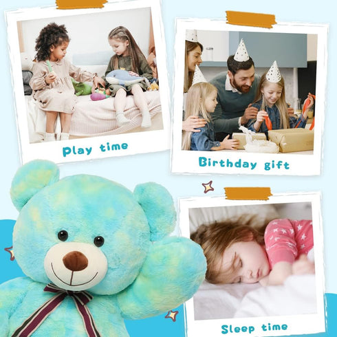 Tezituor 40in Big Teddy Bear, Giant Rainbow Green Stuffed Animal for Baby Shower and Gifts