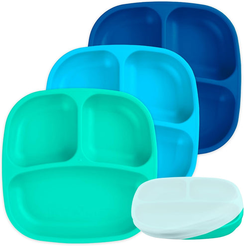 Re-Play Toddler Plates with Dividers - Deep-Walled 3 Compartments Divided Plates for