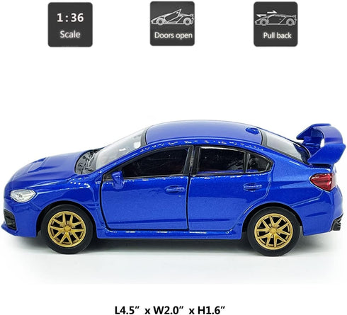 Impreza WRX STI Toy Car Racing Sports Diecast Model 1/36 Scale Metal Pull Back Vehicle for Boys