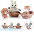 Nueplay Bathtub Toys for Toddlers 18M+Baby Bath Toys with Animal Finger PuppetsStackable