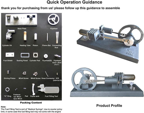 Hot Air Stirling Engine Assembly Kit - Electricity Power Generator LED Lights Kit for Engineers and Adults