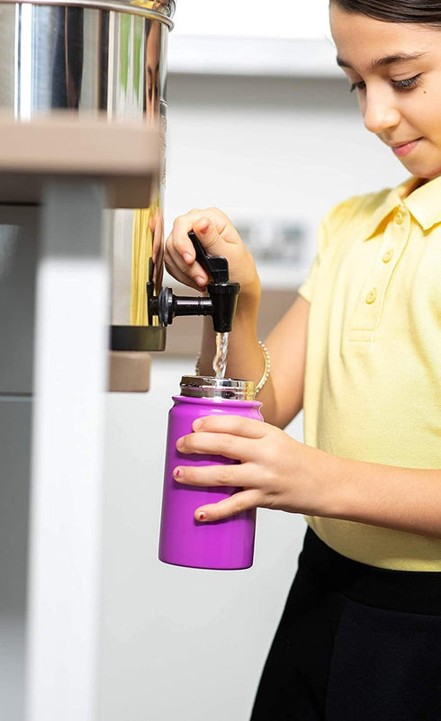 Kids Water Bottle - 12oz Orange | Leak Proof with Straw & Handle | Insulated, Double Wall Stainless Steel Flask