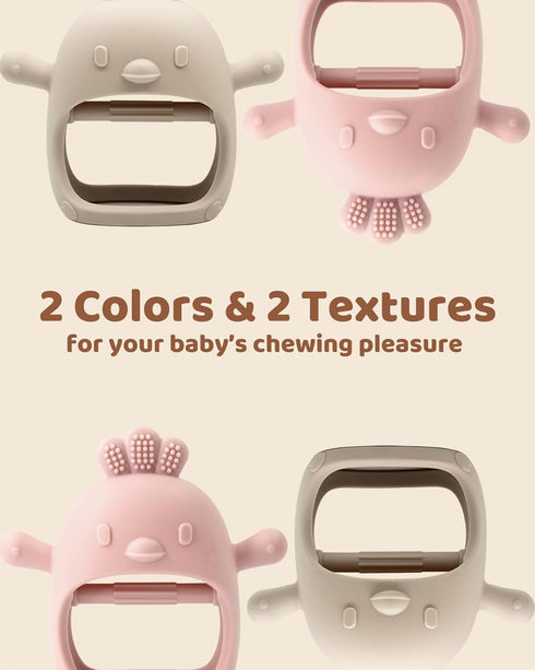 2 Pack 3 ChooKaChoo Baby Teething Toy Silicone Teething Mitten for Babies Over Months Anti Dropping Wrist Hand Teethers
